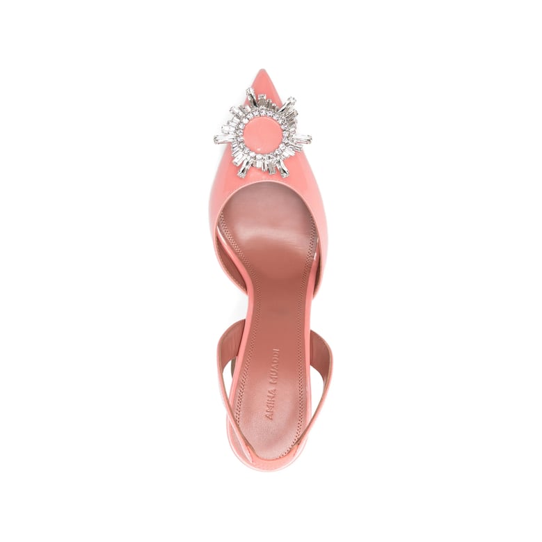 peach patent slingback heels by Selfnex