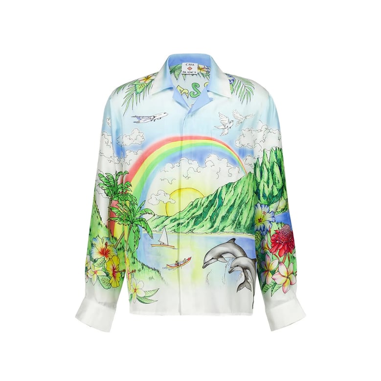 floral print shirt with camp collar by Selfnex