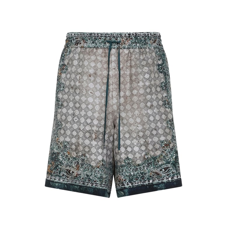 shorts green paisley print by Selfnex