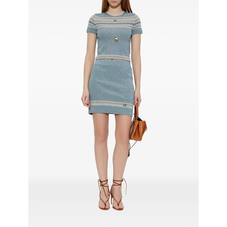 ribbed knit skirt blue by Selfnex