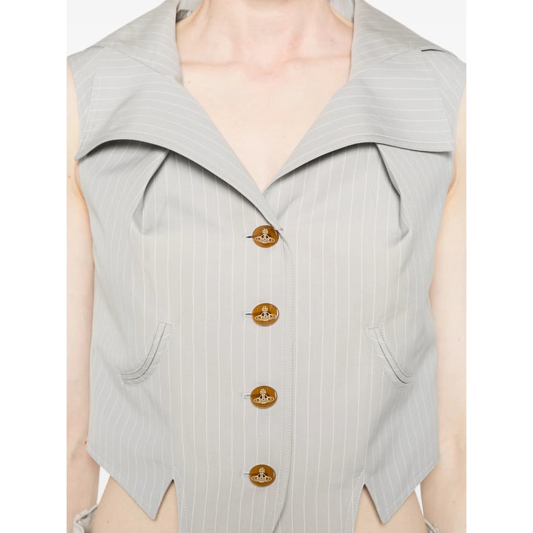waistcoat cotton grey/white by Selfnex
