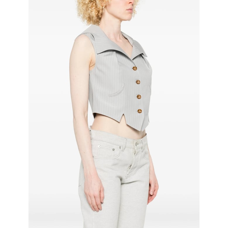 waistcoat cotton grey/white by Selfnex