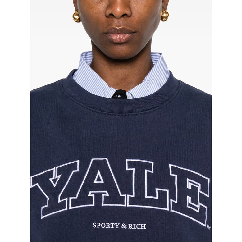 crew neck sweatshirt in dark navy by Selfnex
