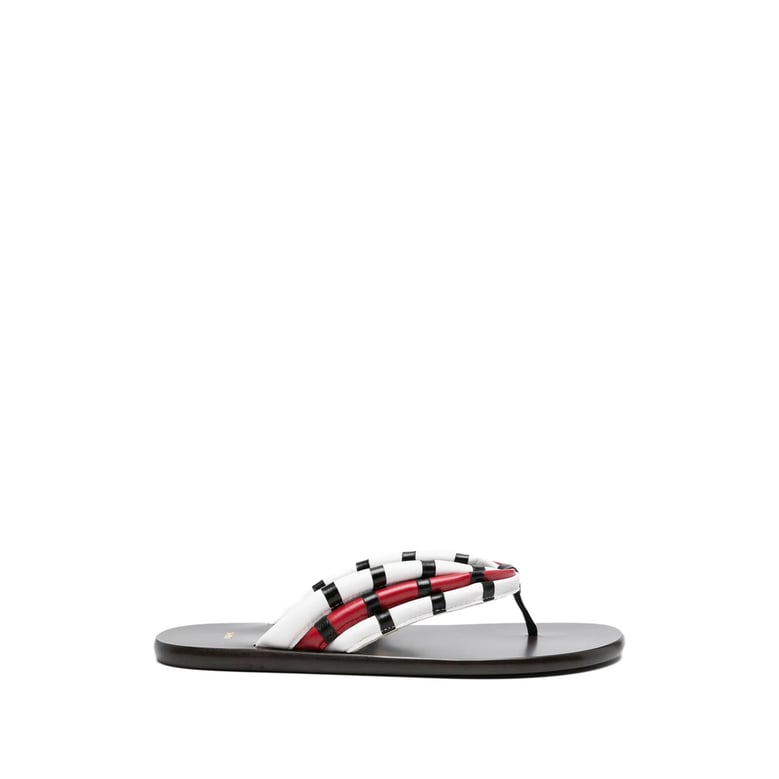 dark brown striped flat leather shoes by Selfnex