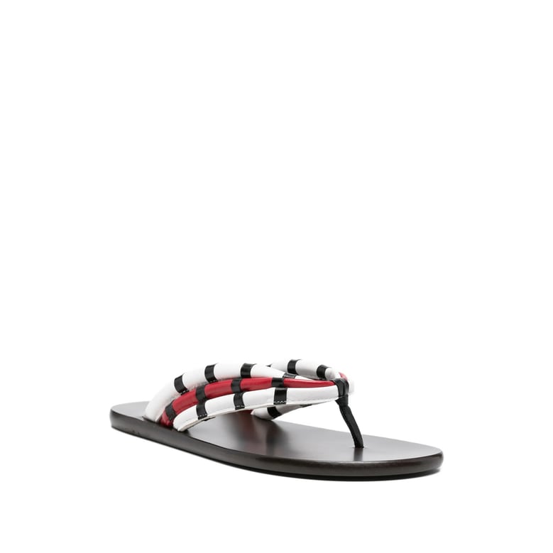 dark brown striped flat leather shoes by Selfnex