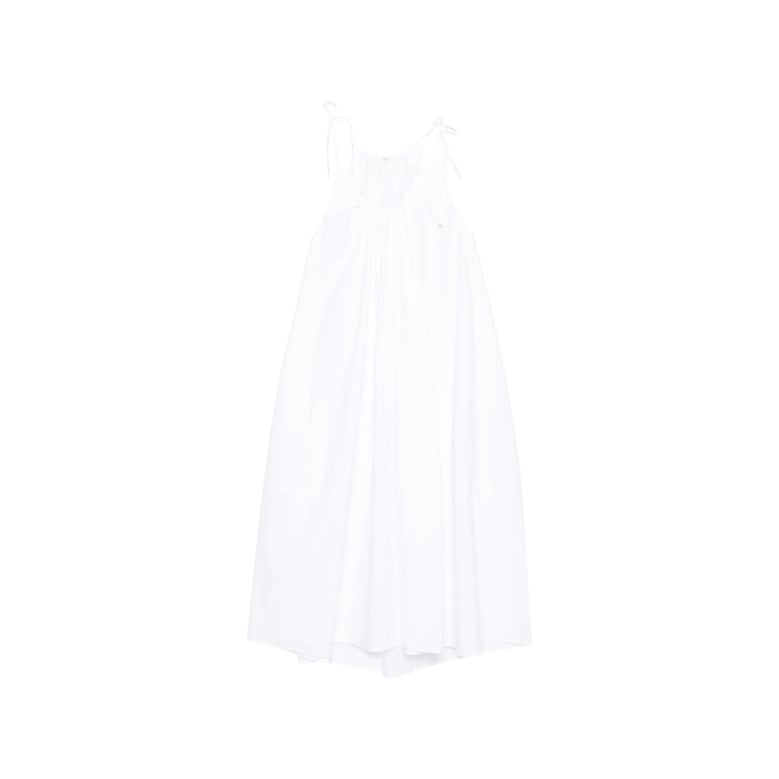 dress with tie straps and gathered detail by Selfnex