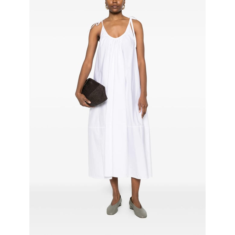 dress with tie straps and gathered detail by Selfnex