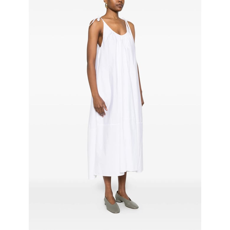 dress with tie straps and gathered detail by Selfnex