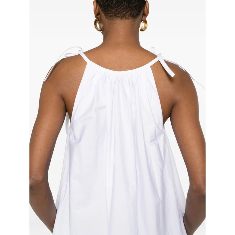 dress with tie straps and gathered detail by Selfnex