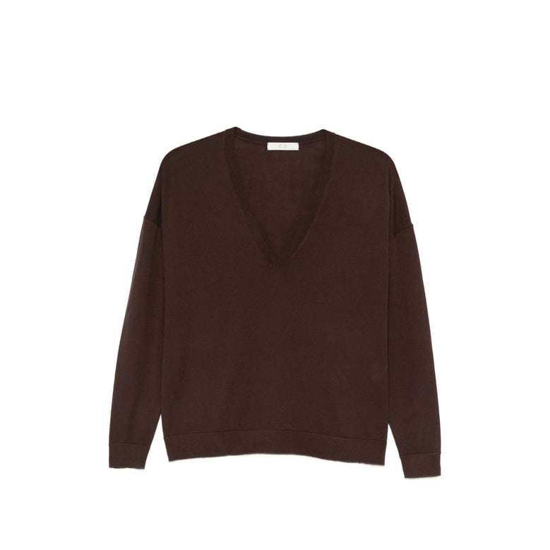 chocolate brown v-neck cashmere sweater by Selfnex