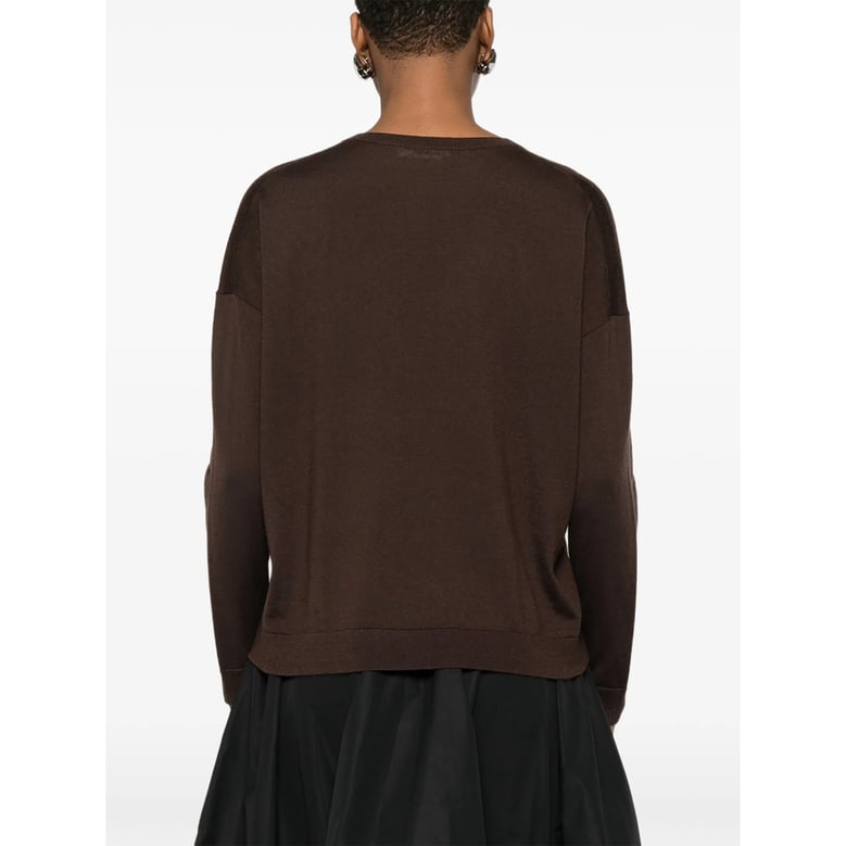 chocolate brown v-neck cashmere sweater by Selfnex