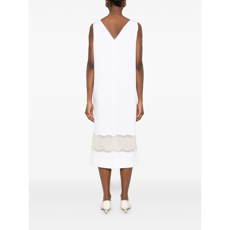 lace detail v-neck dress by Selfnex
