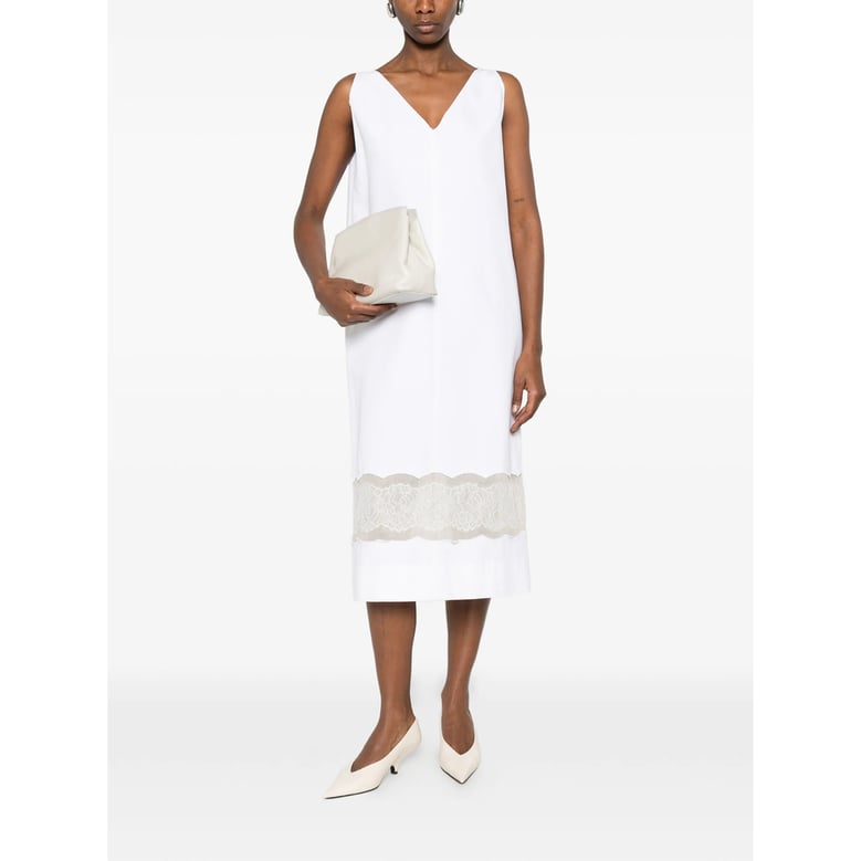lace detail v-neck dress by Selfnex