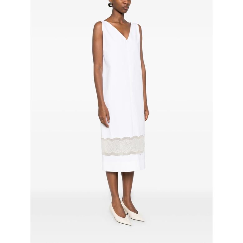 lace detail v-neck dress by Selfnex