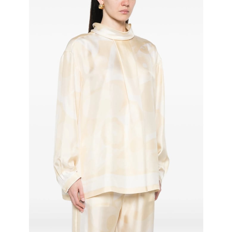 blouse high-neck silk neutrals by Selfnex