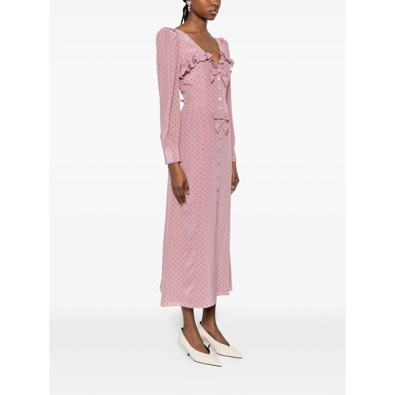 pink polka dot dress with bow detail by Selfnex