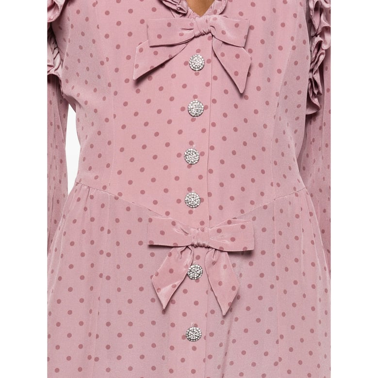 pink polka dot dress with bow detail by Selfnex