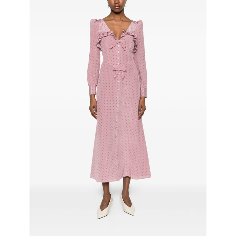 pink polka dot dress with bow detail by Selfnex