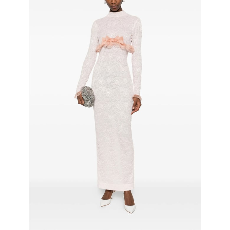 pink lace dress with bow detail by Selfnex