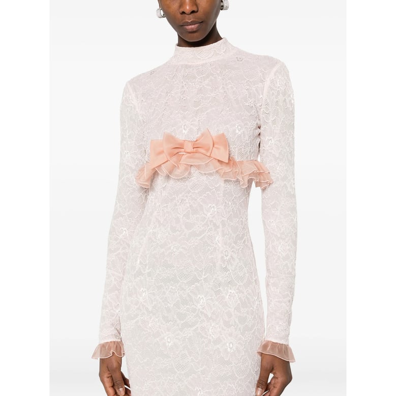 pink lace dress with bow detail by Selfnex