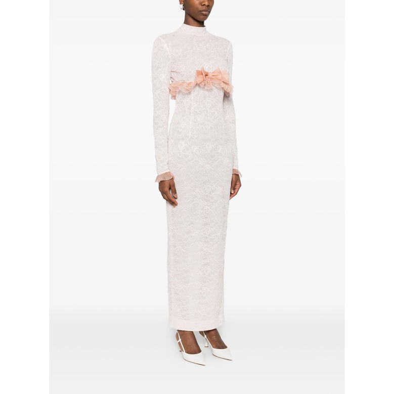 pink lace dress with bow detail by Selfnex