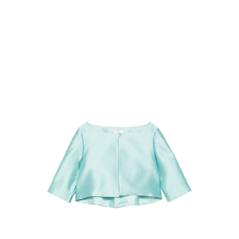 short-sleeve cropped jacket blue silk by Selfnex