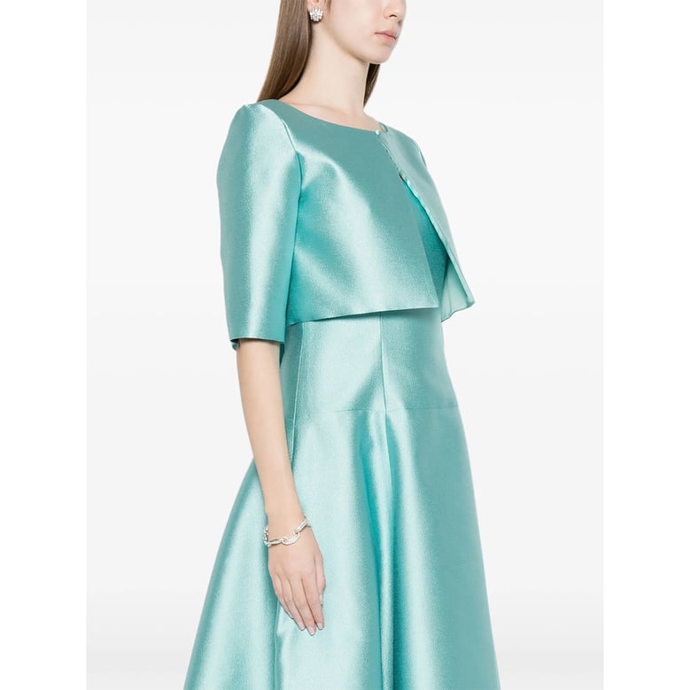 short-sleeve cropped jacket blue silk by Selfnex
