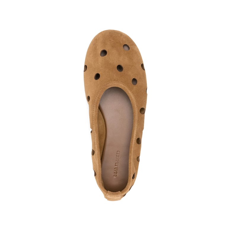 beige perforated design flat shoes by Selfnex