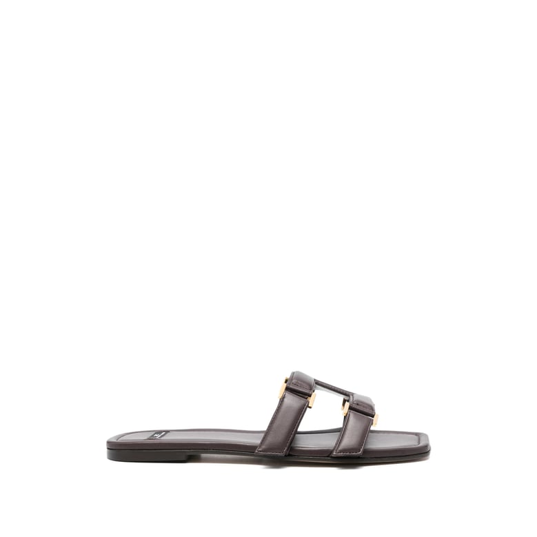 open-toe flat sandals brown by Selfnex