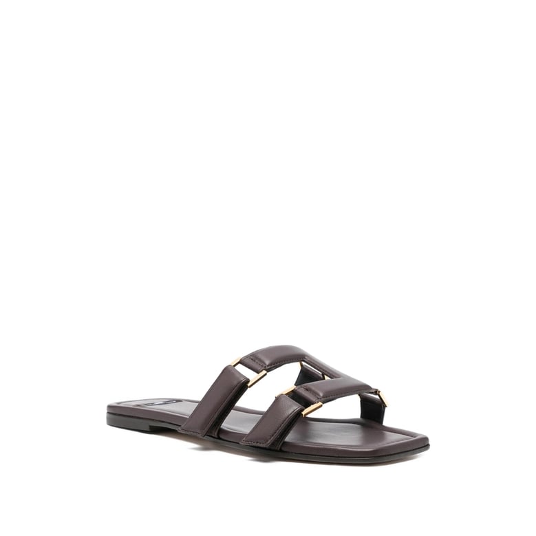 open-toe flat sandals brown by Selfnex