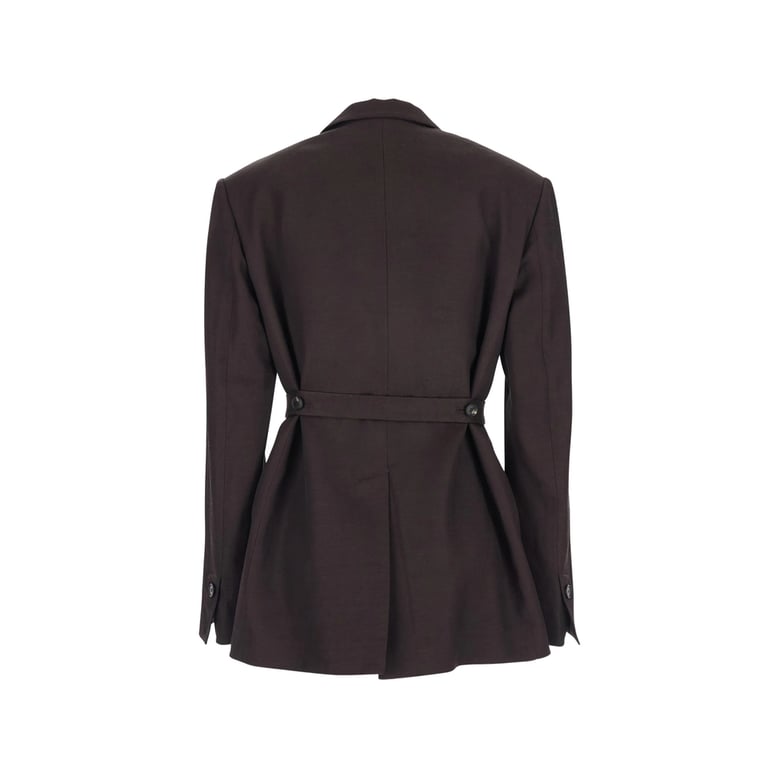 double-breasted linen blazer brown by Selfnex