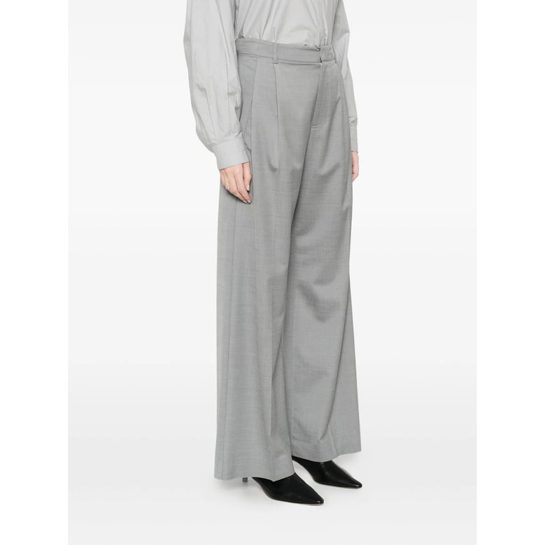 trousers wide-leg grey wool-blend by Selfnex
