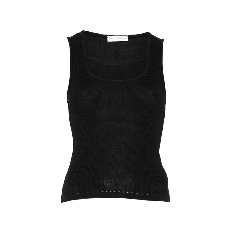 top ribbed knit sleeveless black by Selfnex
