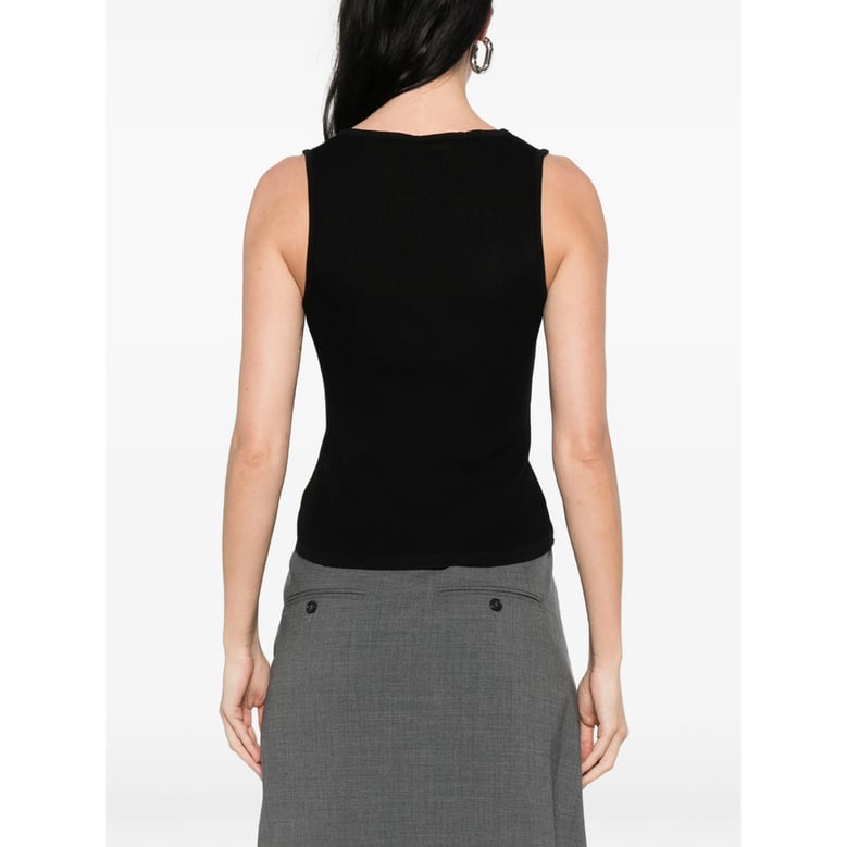 top ribbed knit sleeveless black by Selfnex