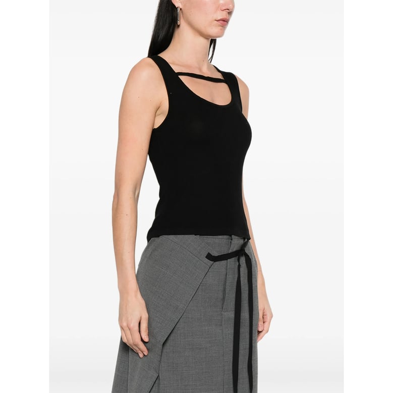 top ribbed knit sleeveless black by Selfnex