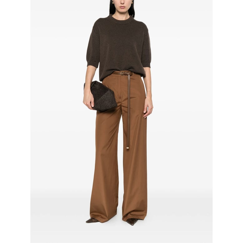 trousers mid-rise cotton brown by Selfnex