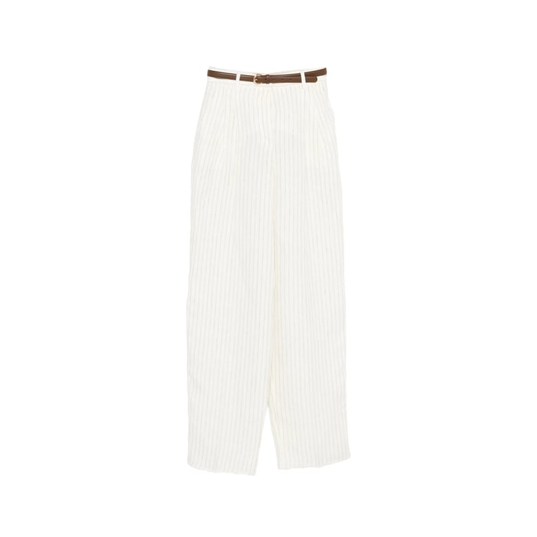 high-waisted linen trousers, neutrals by Selfnex