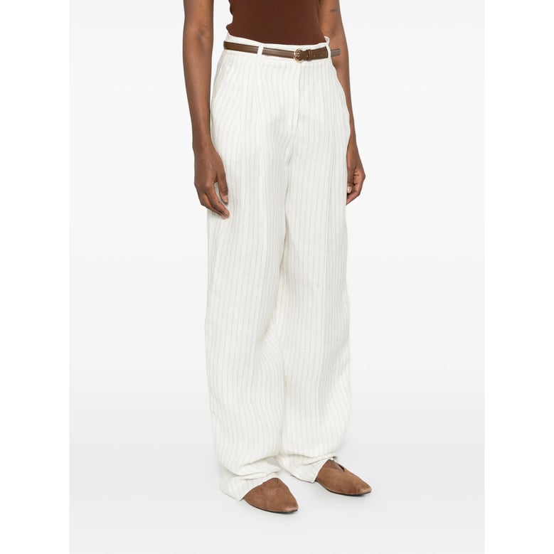 high-waisted linen trousers, neutrals by Selfnex