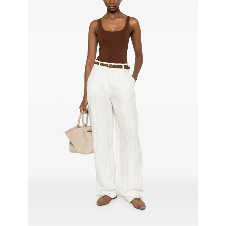 high-waisted linen trousers, neutrals by Selfnex