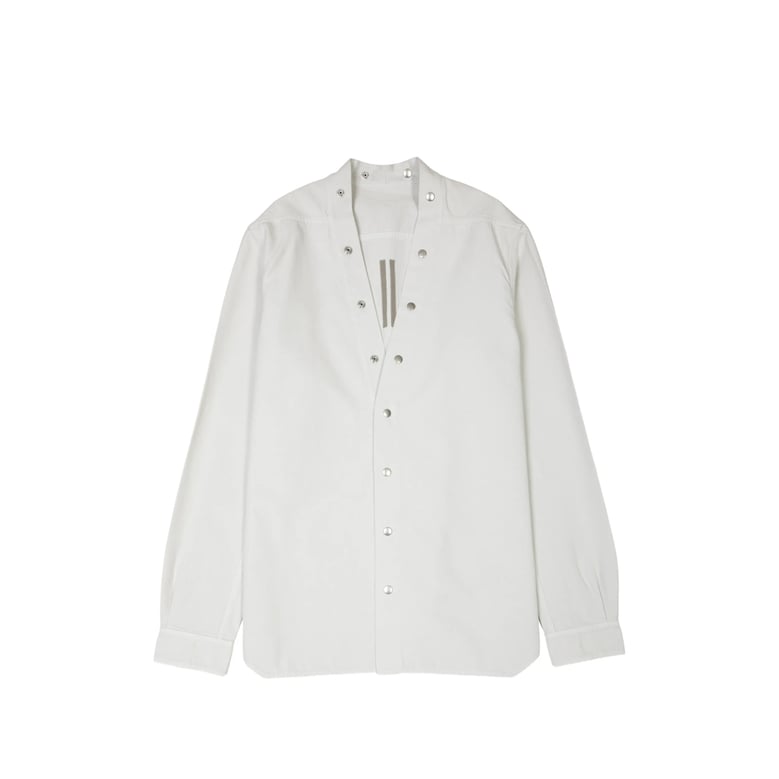 shirt collarless white by Selfnex