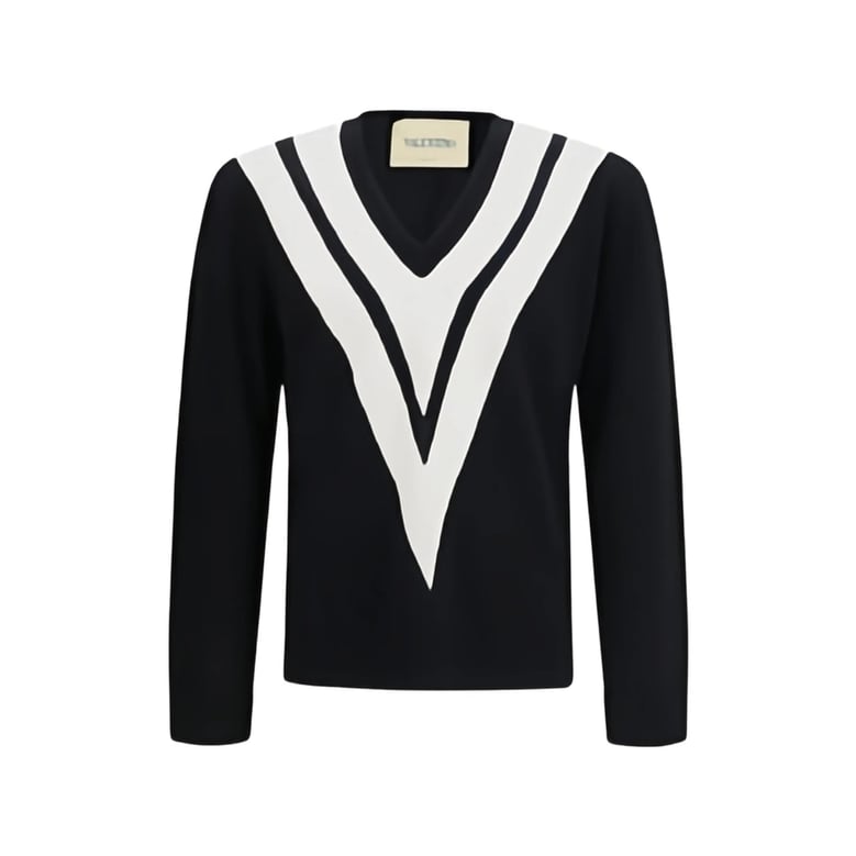 v-neck sweater black/white by Selfnex