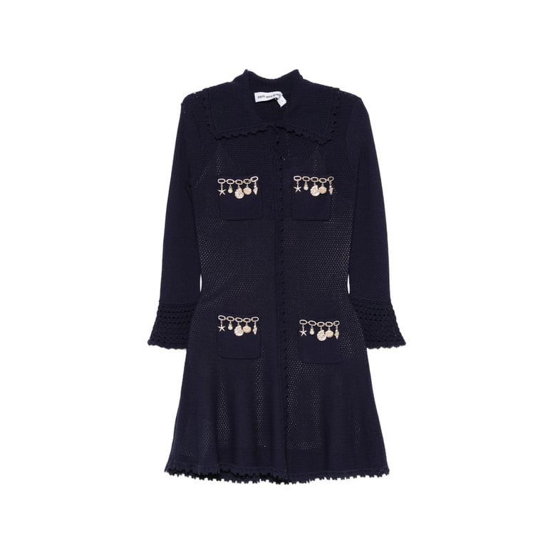 dress pointelle knit blue by Selfnex