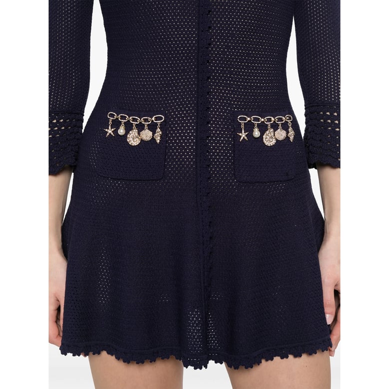 dress pointelle knit blue by Selfnex
