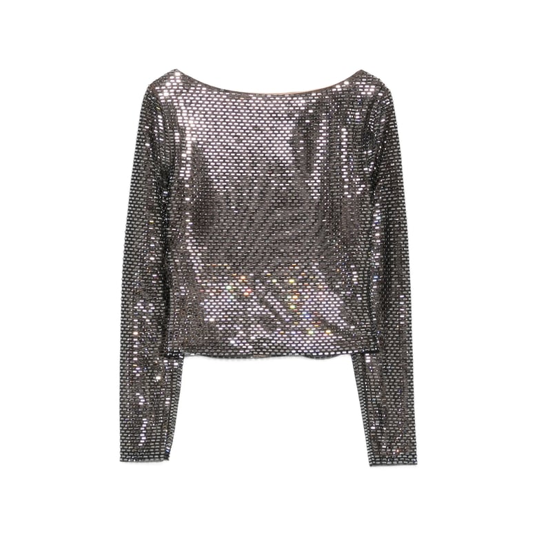 top embellished round neck black by Selfnex