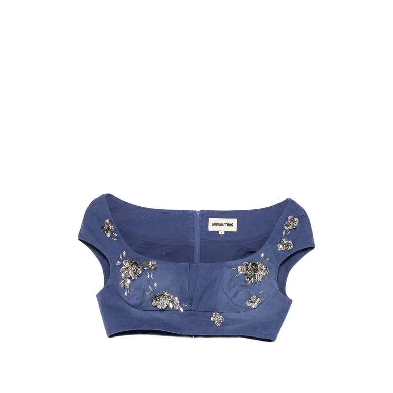 top square-neck sleeveless blue by Selfnex