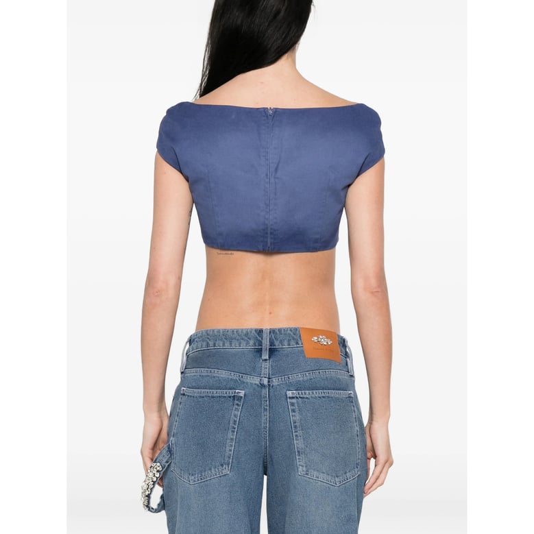 top square-neck sleeveless blue by Selfnex