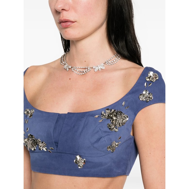 top square-neck sleeveless blue by Selfnex