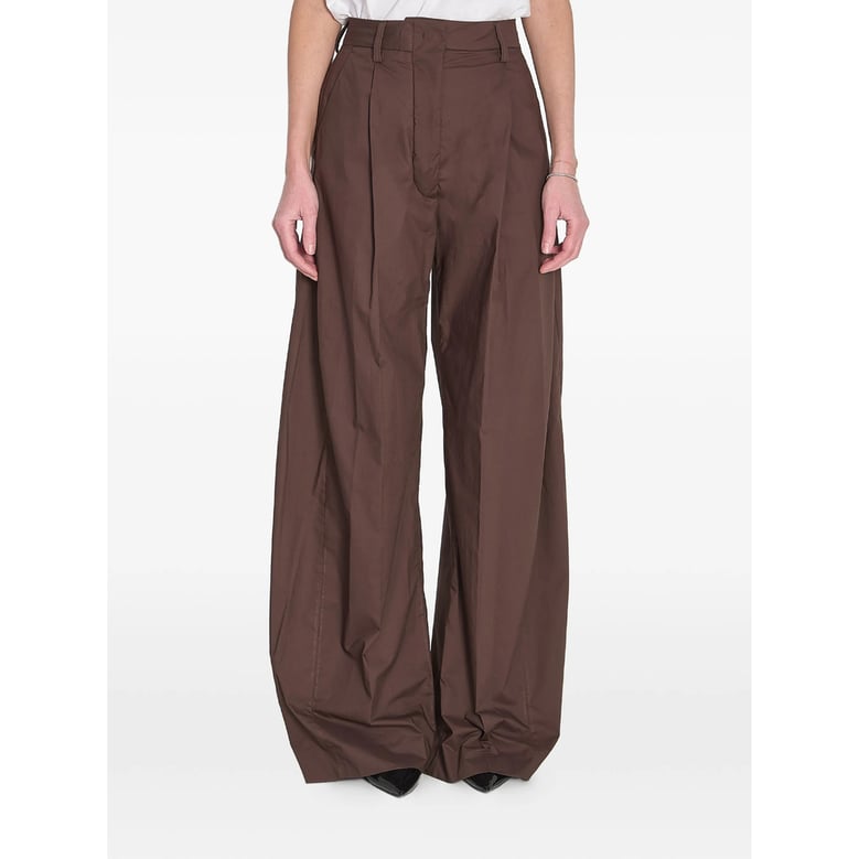 brown trousers with pleats by Selfnex