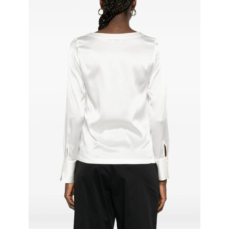 boat neck t-shirt with buttoned cuffs by Selfnex