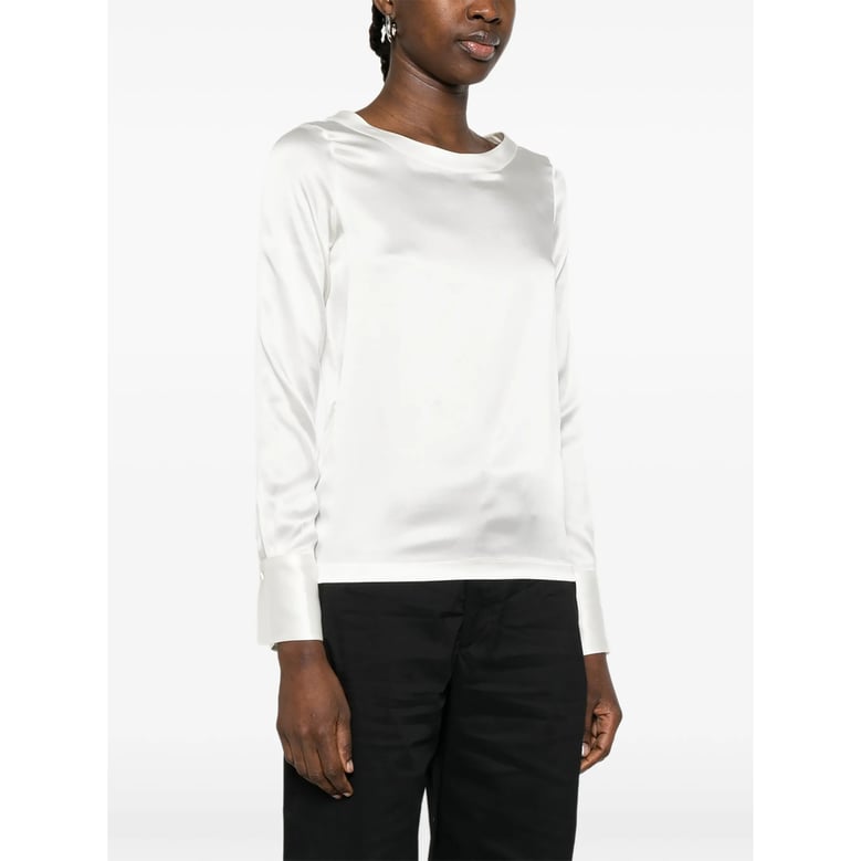 boat neck t-shirt with buttoned cuffs by Selfnex